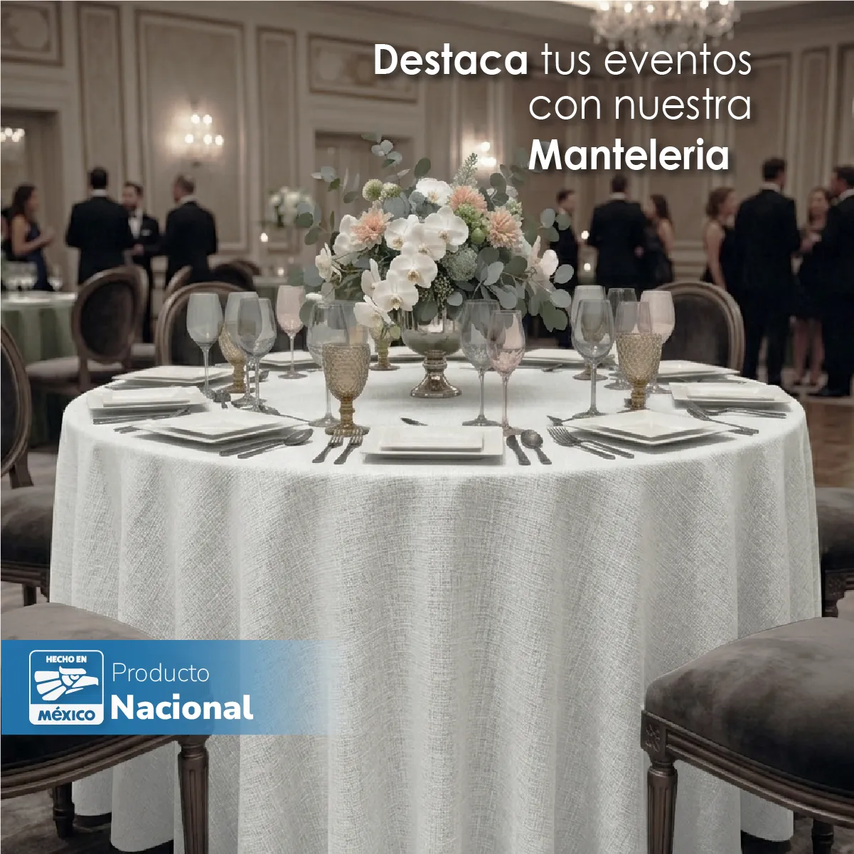 Mantel Redondo Lino Lucerna 100% Poliéster Blanco: imagen 4