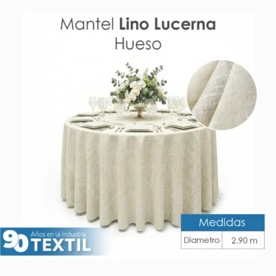 Mantel Redondo Lino Lucerna 100% Poliéster Hueso: imagen 2