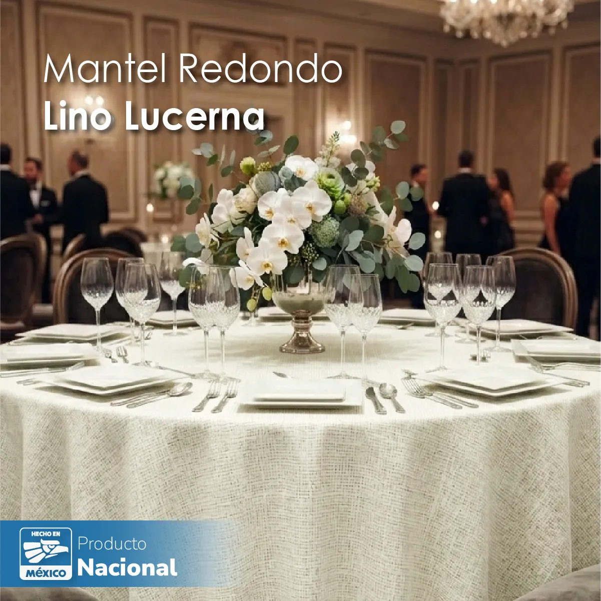 Mantel Redondo Lino Lucerna 100% Poliéster Hueso: imagen 6