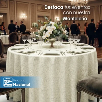 Mantel Redondo Lino Lucerna 100% Poliéster Hueso: imagen 4