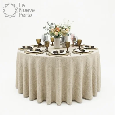 Mantel Redondo Lino Lucerna 100% Poliéster Kaky