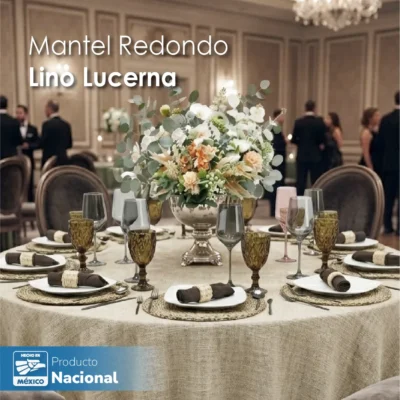 Mantel Redondo Lino Lucerna 100% Poliéster Kaky: imagen 6