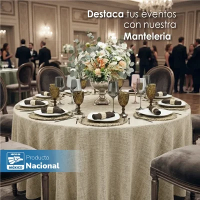 Mantel Redondo Lino Lucerna 100% Poliéster Kaky: imagen 4