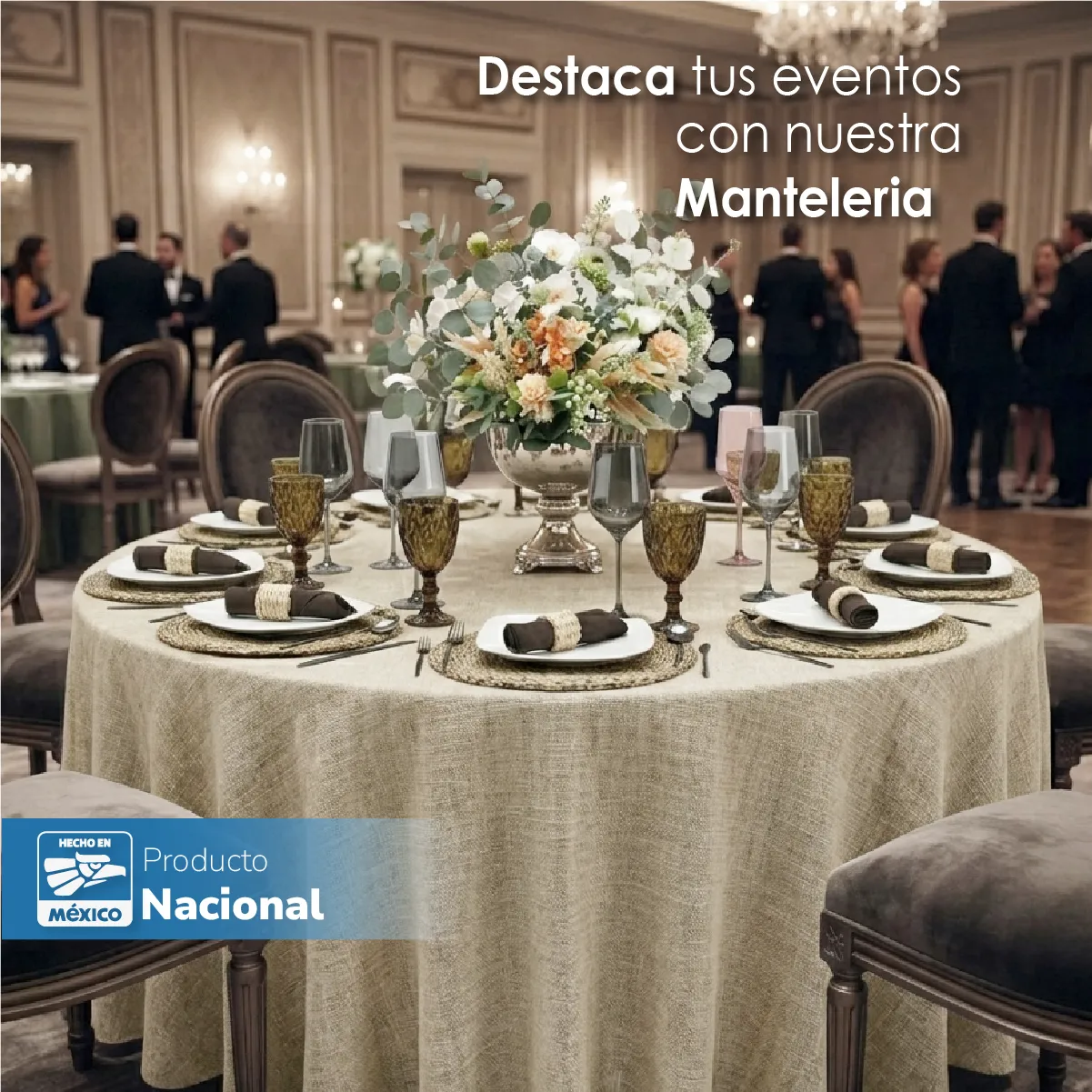 Mantel Redondo Lino Lucerna 100% Poliéster Kaky: imagen 4
