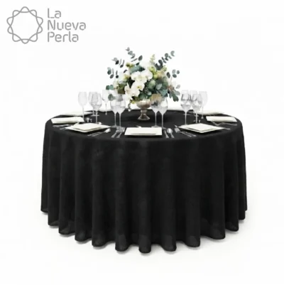 Mantel Redondo Lino Lucerna 100% Poliéster Negro