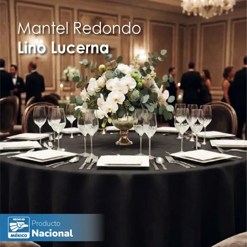 Mantel Redondo Lino Lucerna 100% Poliéster Negro