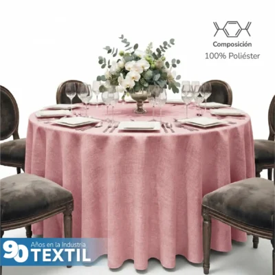 Mantel Redondo Lino Lucerna 100% Poliéster Rosa Pastel: imagen 3