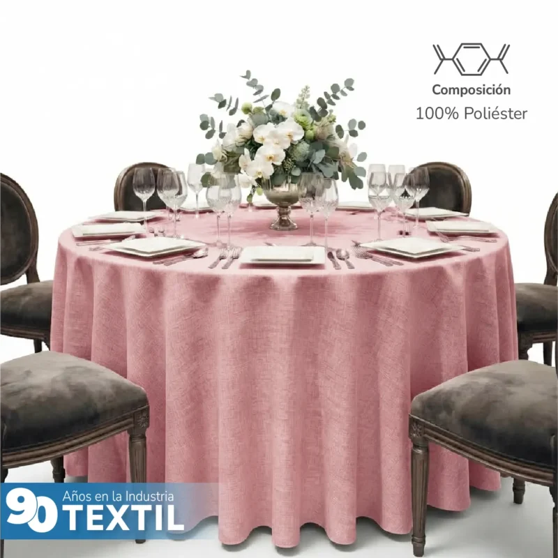 Mantel Redondo Lino Lucerna 100% Poliéster Rosa Pastel