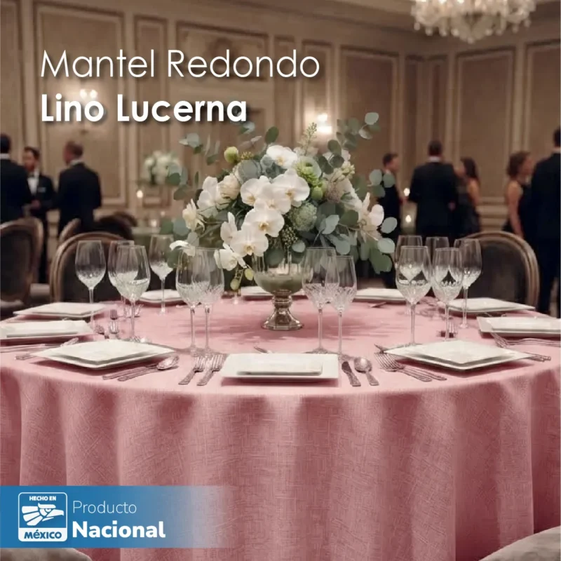Mantel Redondo Lino Lucerna 100% Poliéster Rosa Pastel