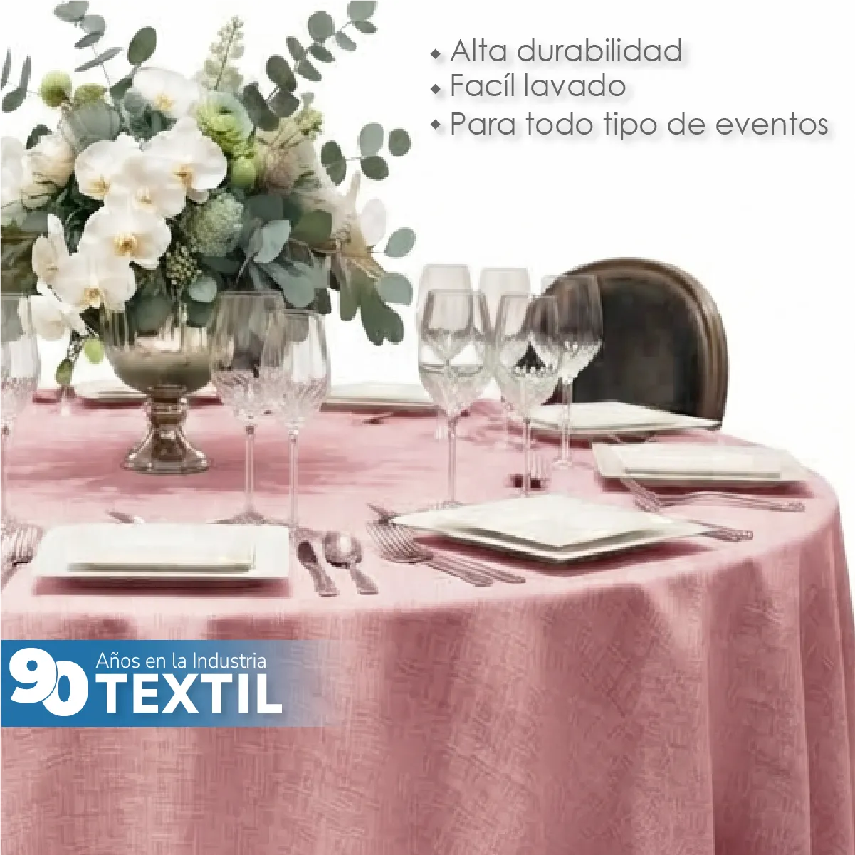 Mantel Redondo Lino Lucerna 100% Poliéster Rosa Pastel: imagen 4