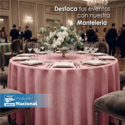Mantel Redondo Lino Lucerna 100% Poliéster Rosa Pastel: imagen 5