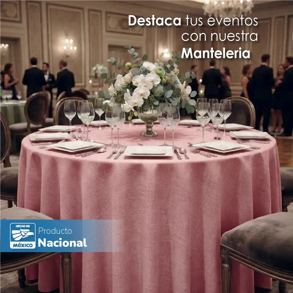 Mantel Redondo Lino Lucerna 100% Poliéster Rosa Pastel: imagen 5