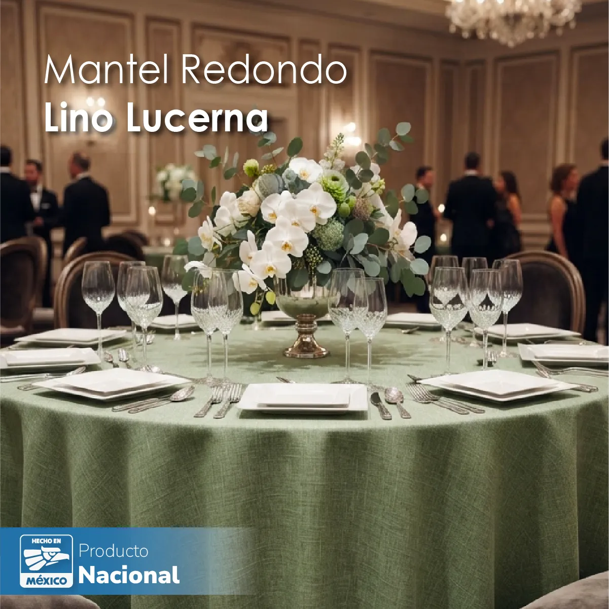 Mantel Redondo Lino Lucerna 100% Poliéster Verde Aguacate: imagen 6