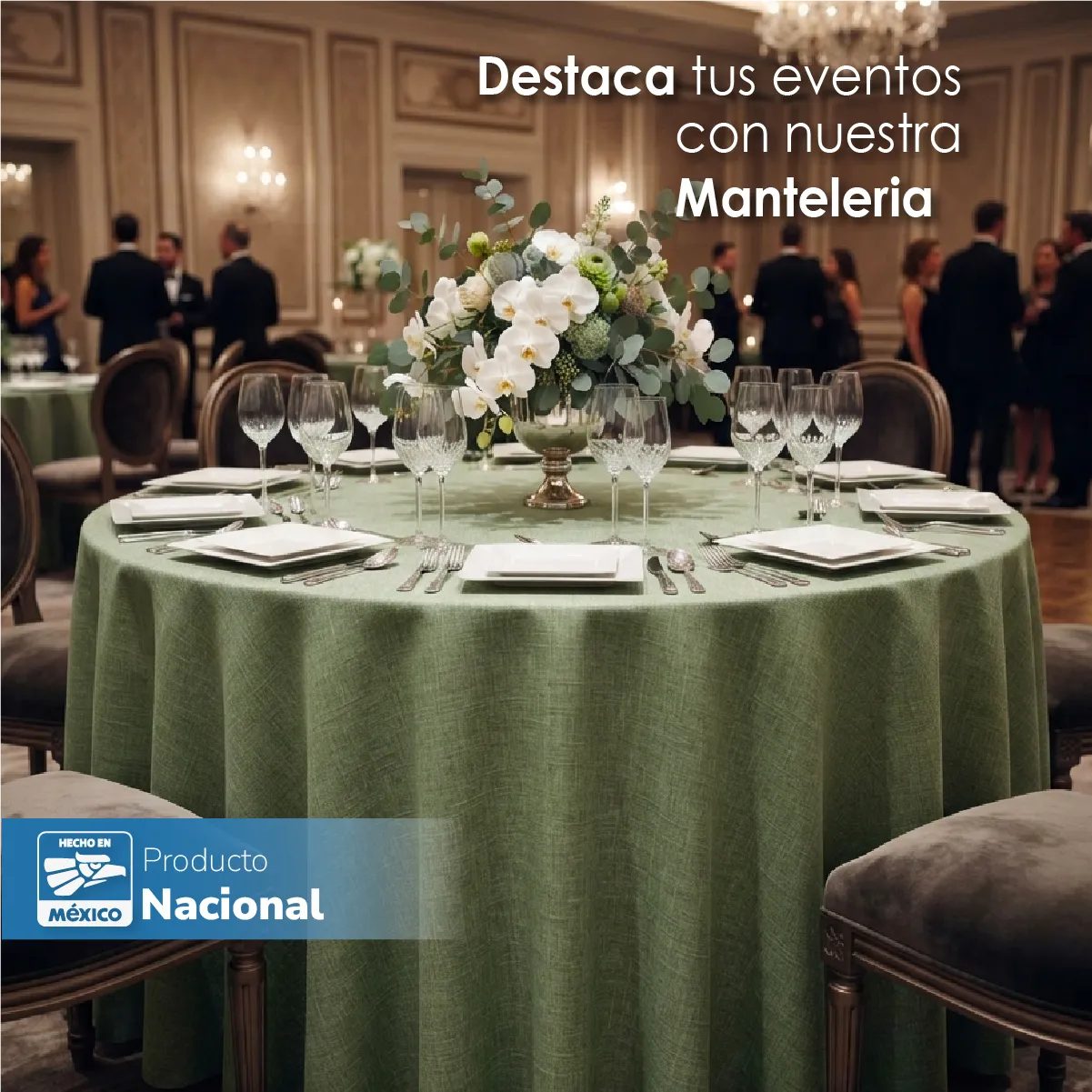 Mantel Redondo Lino Lucerna 100% Poliéster Verde Aguacate: imagen 4
