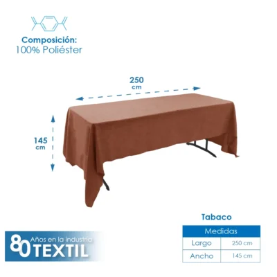 Mantel Tablón Lino Ginebra 2.50x1.45 m Tabaco: imagen 5