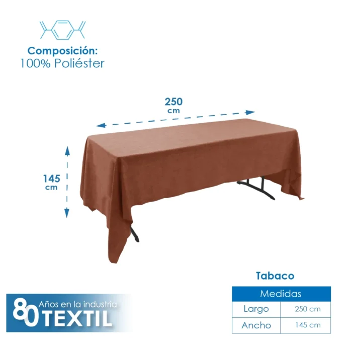 Mantel Tablón Lino Ginebra 2.50x1.45 m Tabaco