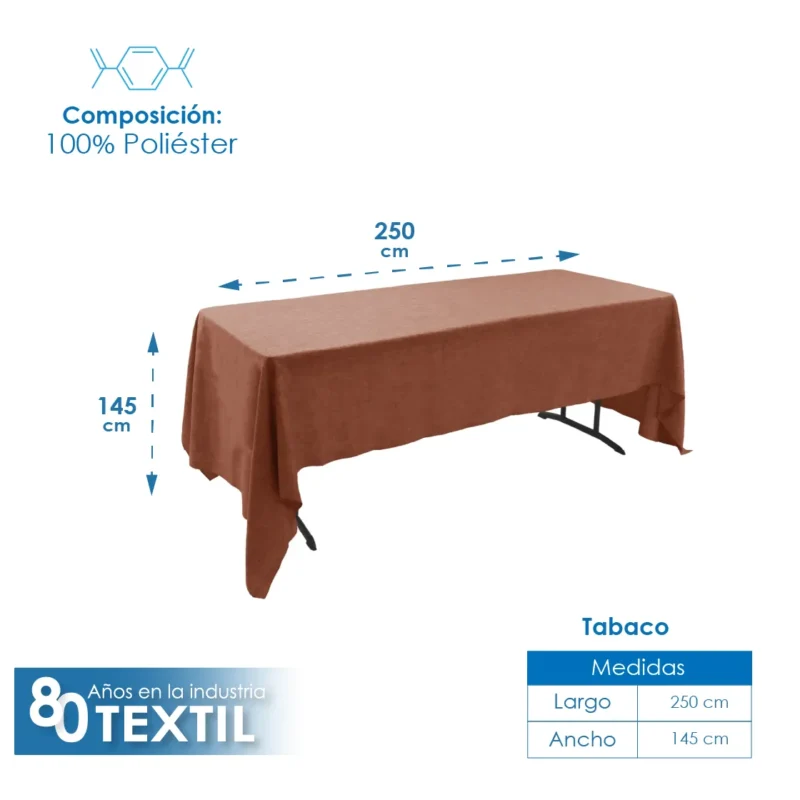Mantel Tablón Lino Ginebra 2.50x1.45 m Tabaco
