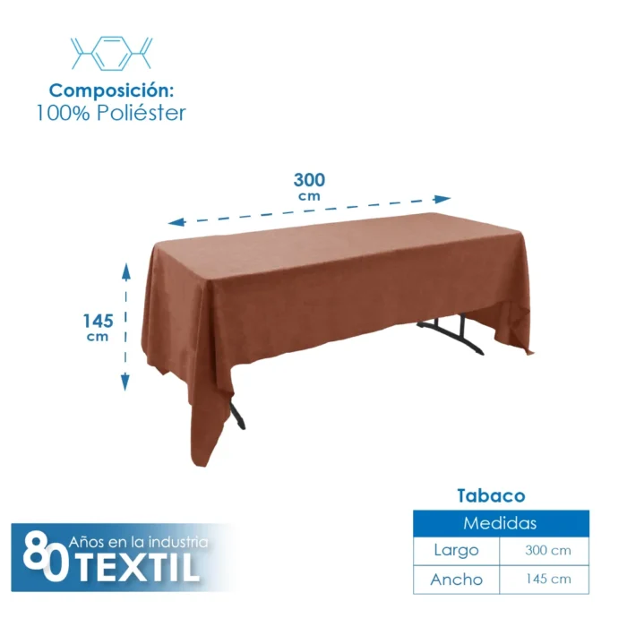 Mantel Tablón Lino Ginebra 3.00x1.45 m Tabaco