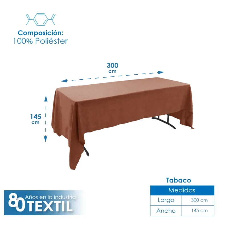 Mantel Tablón Lino Ginebra 3.00x1.45 m Tabaco