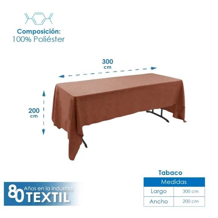 Mantel Tablón Lino Ginebra 3.00x2.00 m Tabaco