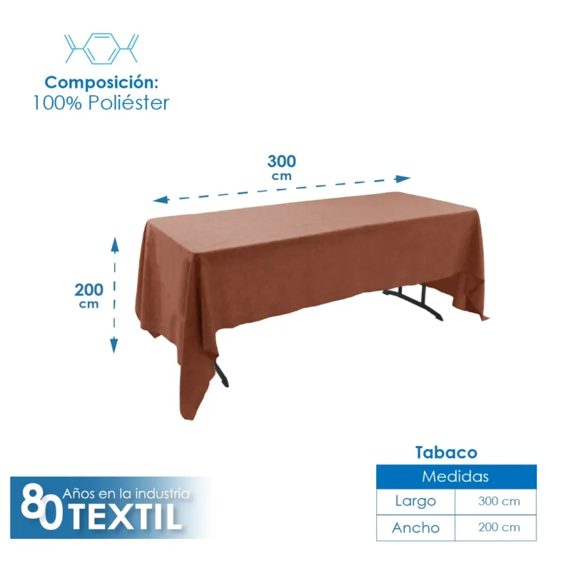 Mantel Tablón Lino Ginebra 3.00x2.00 m Tabaco