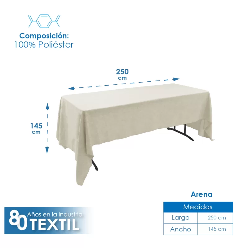 Mantel Tablón Lino Ginebra 2.50x1.45 m Arena