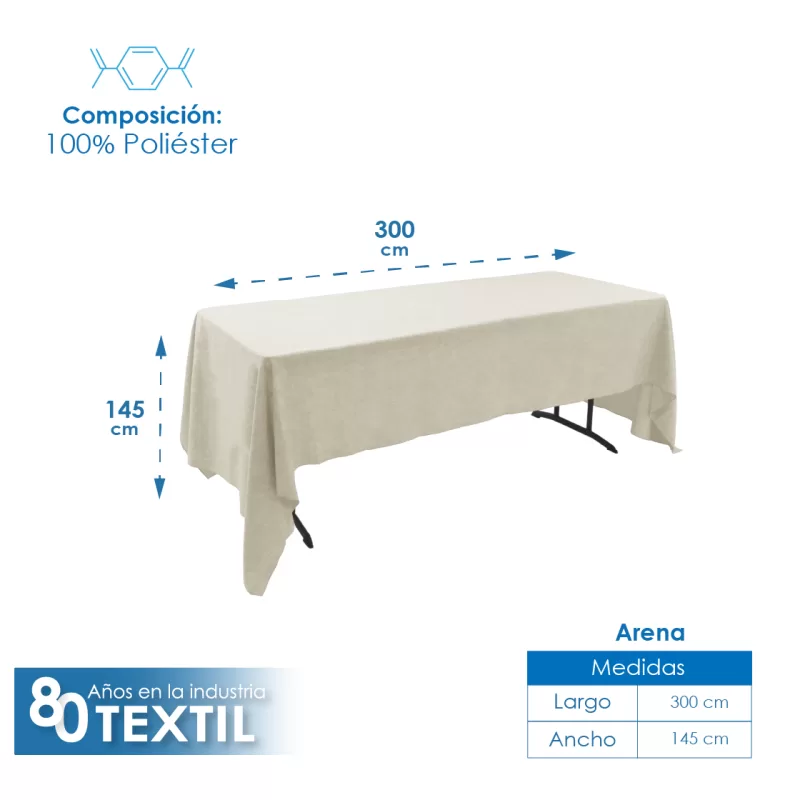 Mantel Tablón Lino Ginebra 3.00x1.45 m Arena