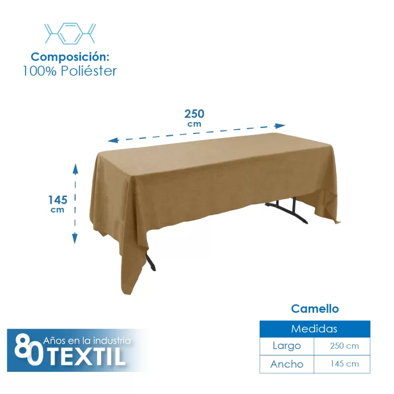 Mantel Tablón Lino Ginebra 2.50x1.45 m Camello