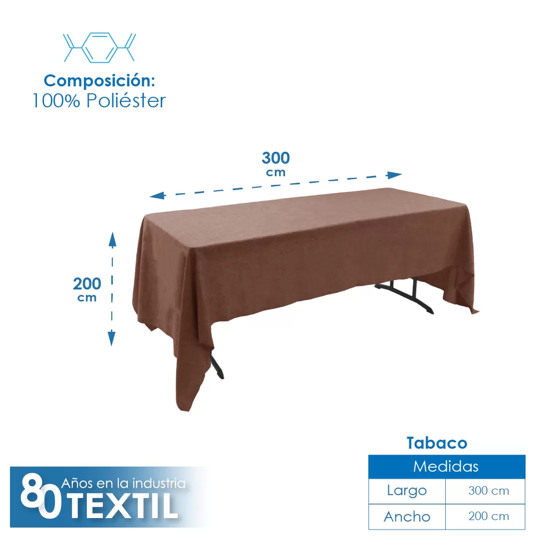 Mantel Tablón Lino Ginebra 3.00x2.00 m Tabaco: imagen 2