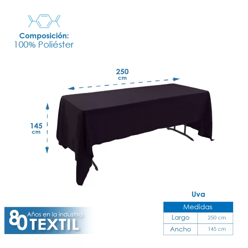 Mantel Tablón Lino Ginebra 2.50x1.45 m Uva