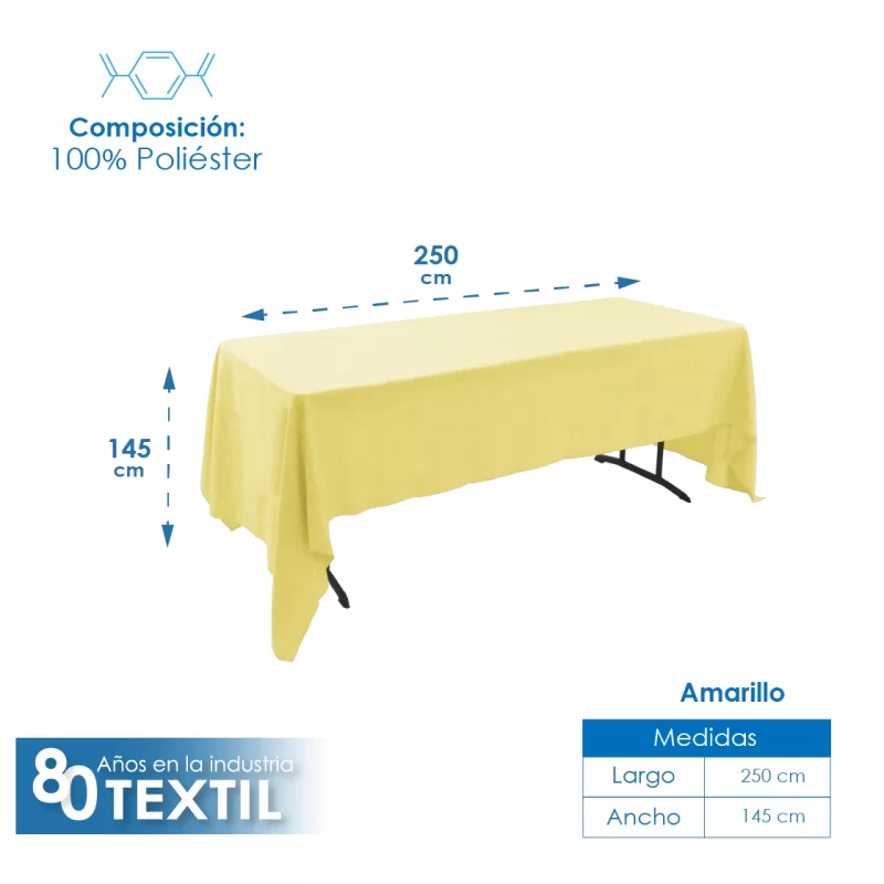 Mantel Tablón Lino Ginebra 2.50x1.45 m Amarillo