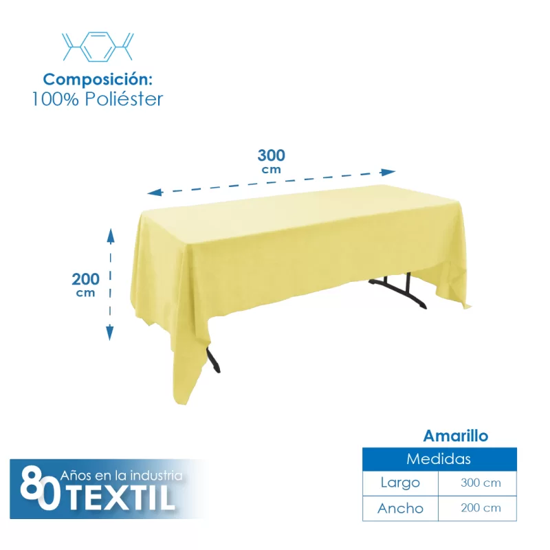 Mantel Tablón Lino Ginebra 3.00x2.00 m Amarillo