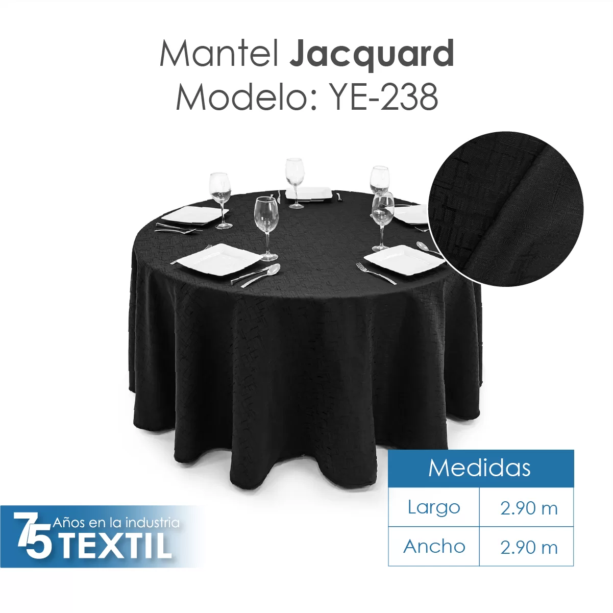 Mantel Yackard Redondo YE-238 NAIROBI NEGRO: imagen 2