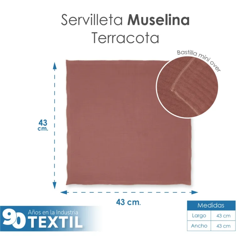Servilleta Muselina 43x43 cm Terracota