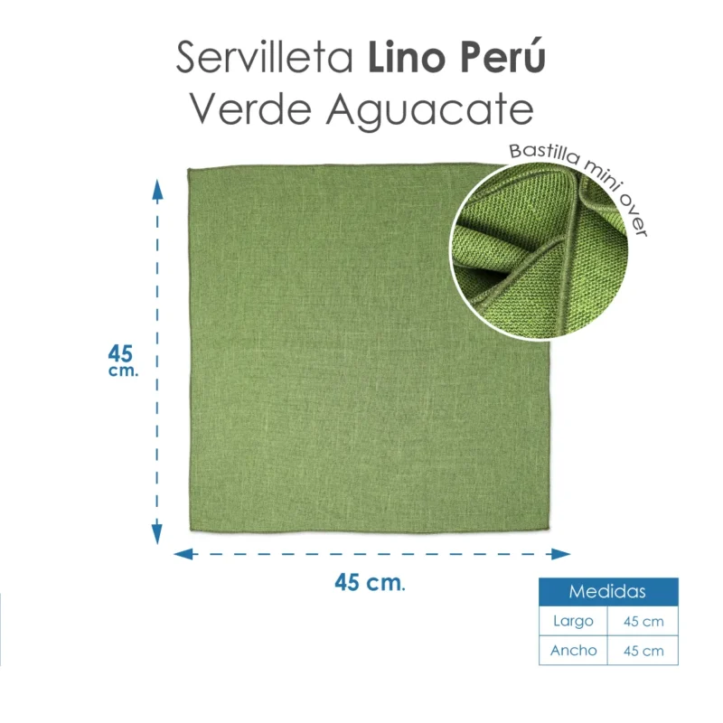 Servilleta Lino Perú 45 x 45 cm Aguacate