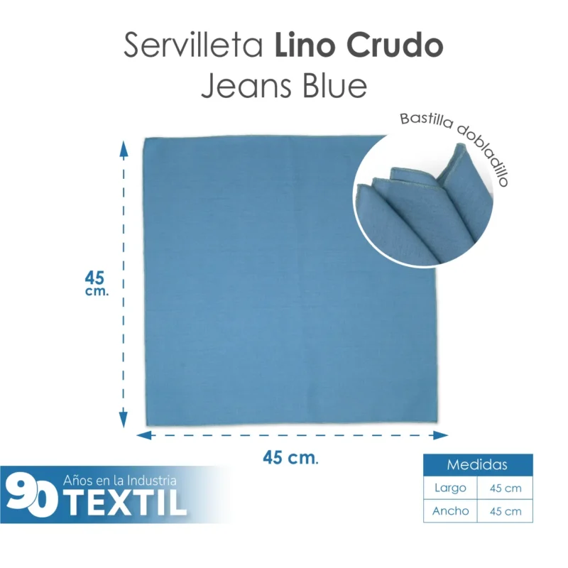 Servilleta Lino Crudo 100% Poliéster 45x45 cm Jeans Blue