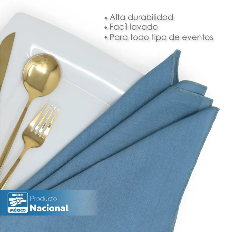 Servilleta Lino Crudo 100% Poliéster 45x45 cm Jeans Blue