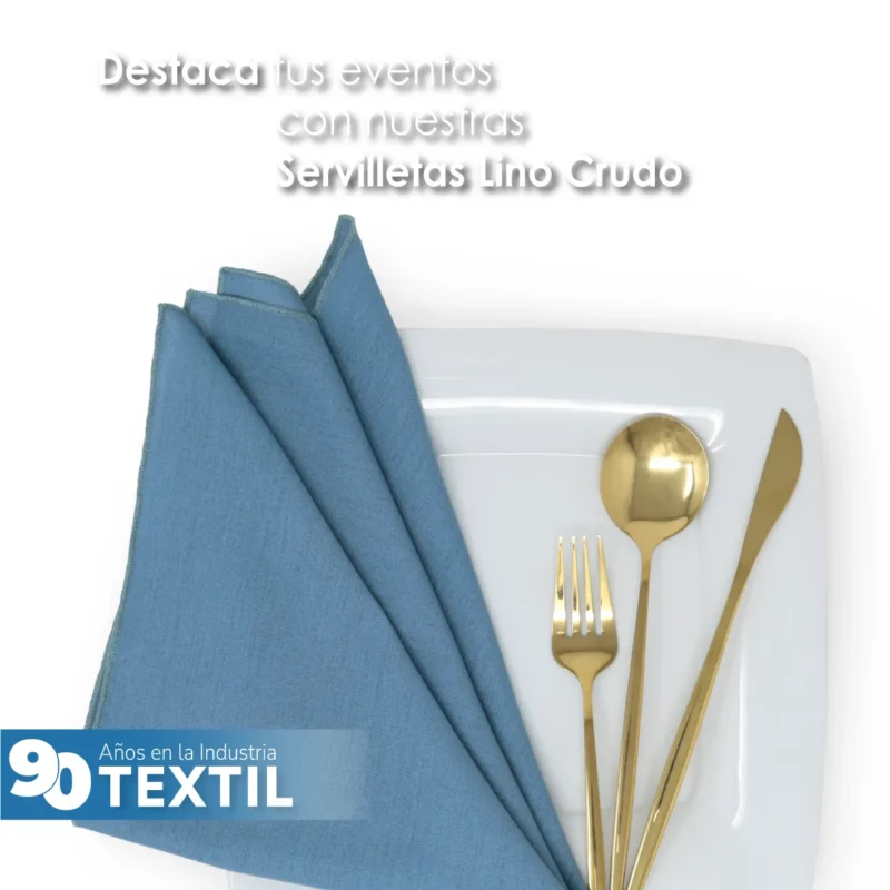 Servilleta Lino Crudo 100% Poliéster 45x45 cm Jeans Blue