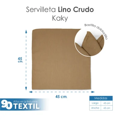 Servilleta Lino Crudo 100% Poliéster 45x45 cm Kaky: imagen 2