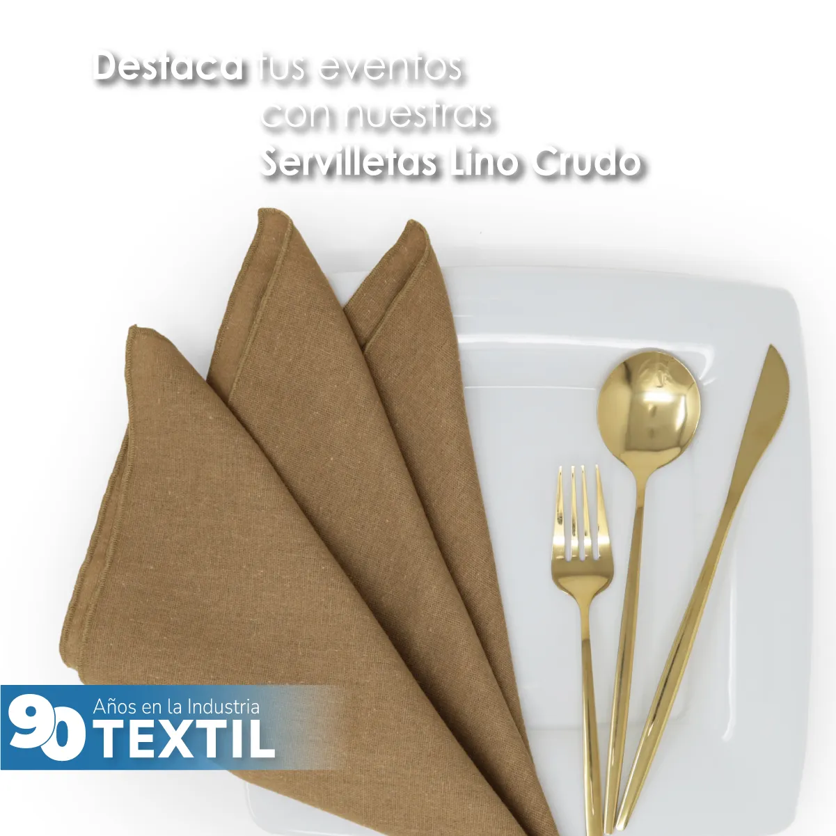 Servilleta Lino Crudo 100% Poliéster 45x45 cm Kaky: imagen 5
