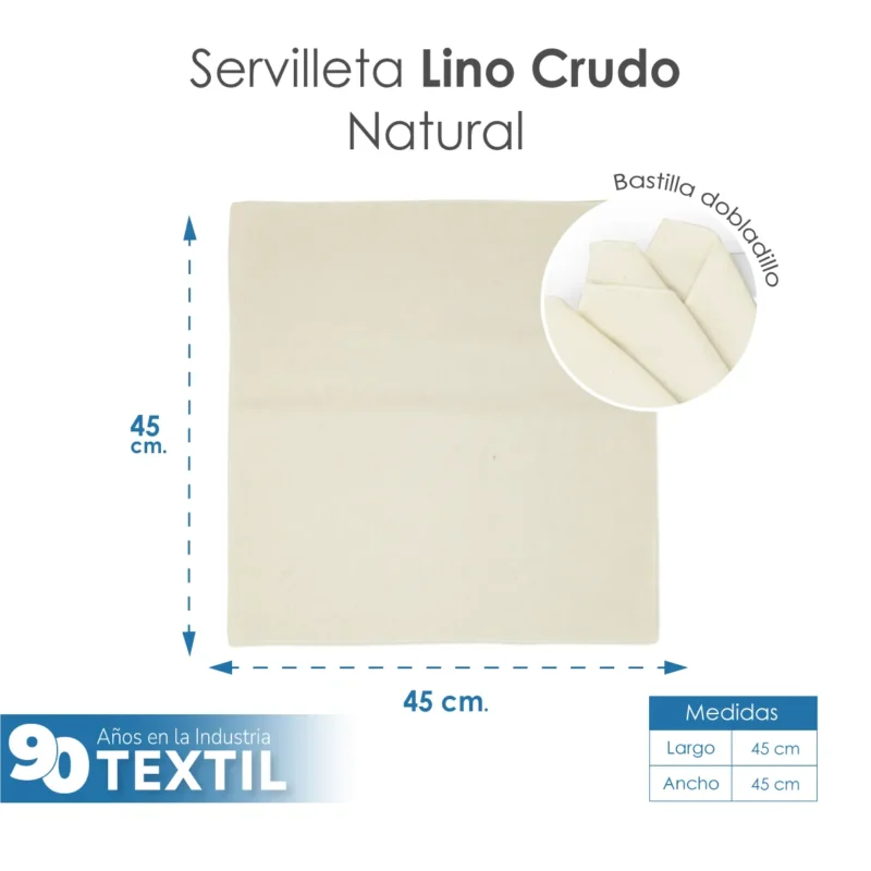 Servilleta Lino Crudo 100% Poliéster 45x45 cm Natural