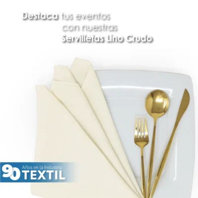 Servilleta Lino Crudo 100% Poliéster 45x45 cm Natural: imagen 5