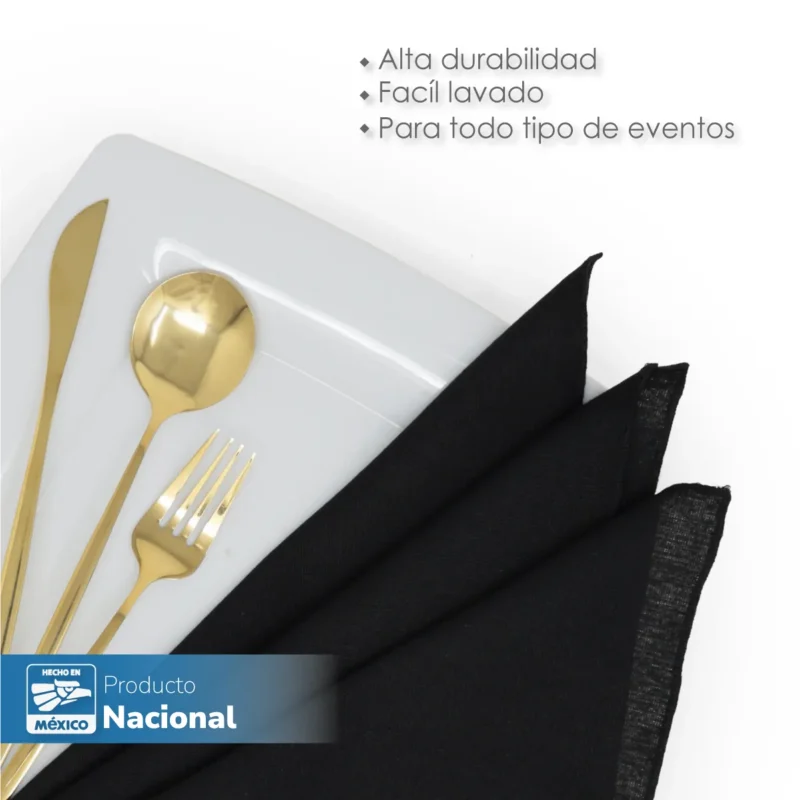 Servilleta Lino Crudo 100% Poliéster 45x45 cm Negro