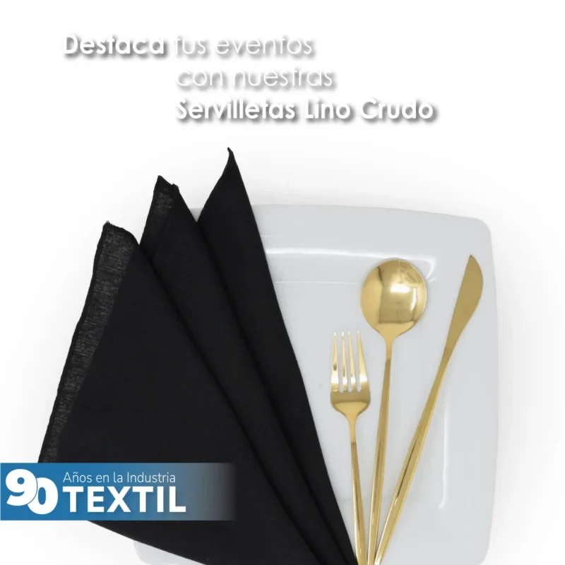 Servilleta Lino Crudo 100% Poliéster 45x45 cm Negro
