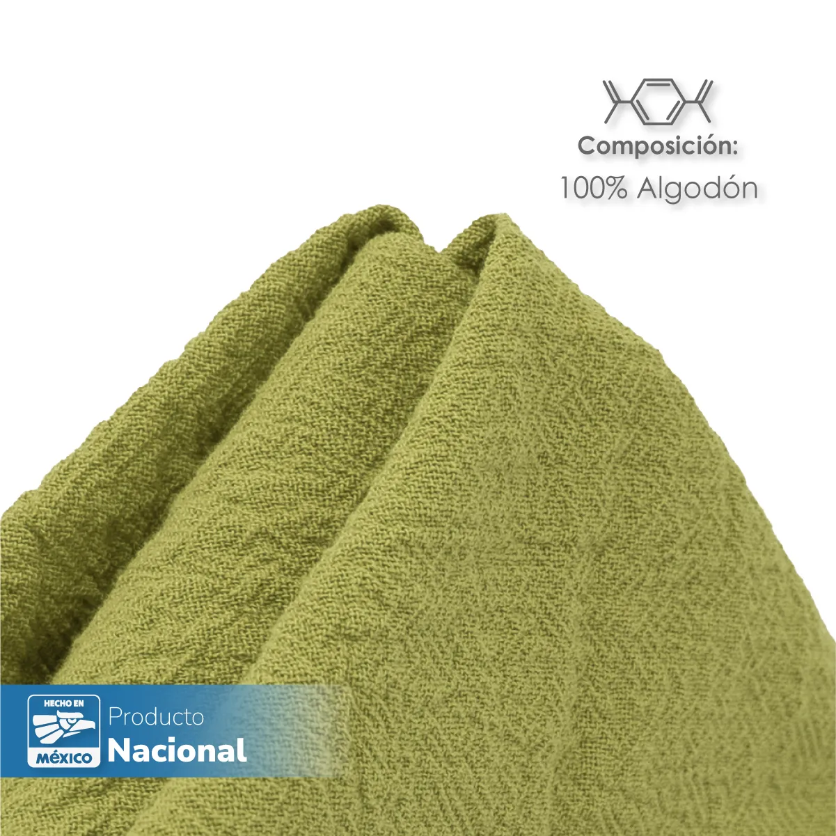 Servilleta Manta Artesanal 100% algodón 45x45 cm Verde Infusión: imagen 3
