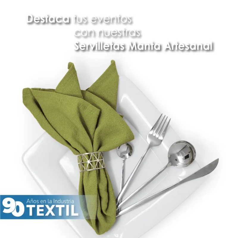 Servilleta Manta Artesanal 100% algodón 45x45 cm Verde Infusión