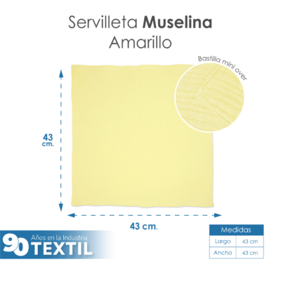 Servilleta Muselina 43x43 cm Amarillo: imagen 2