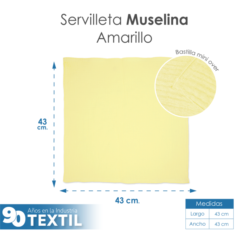 Servilleta Muselina 43x43 cm Amarillo