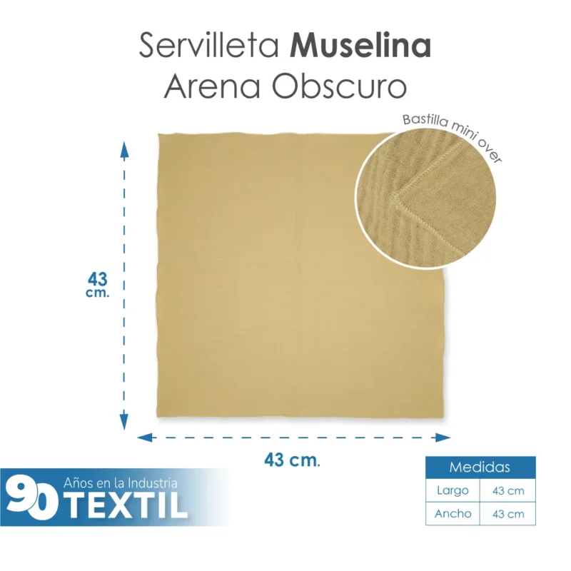 Servilleta Muselina 43x43 cm Arena Obscuro