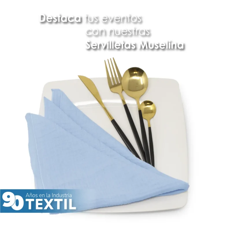 Servilleta Muselina 43x43 cm Azul Cielo